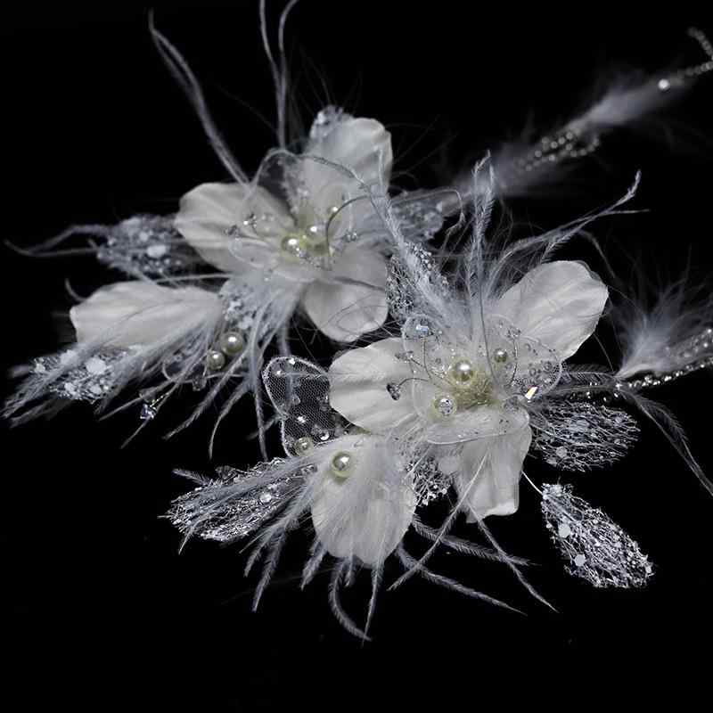 ブライダル アクセサリー 羽根 花 タッセル ヘッドドレス ヘアクリップ ネックレス セット 結婚式 前撮..