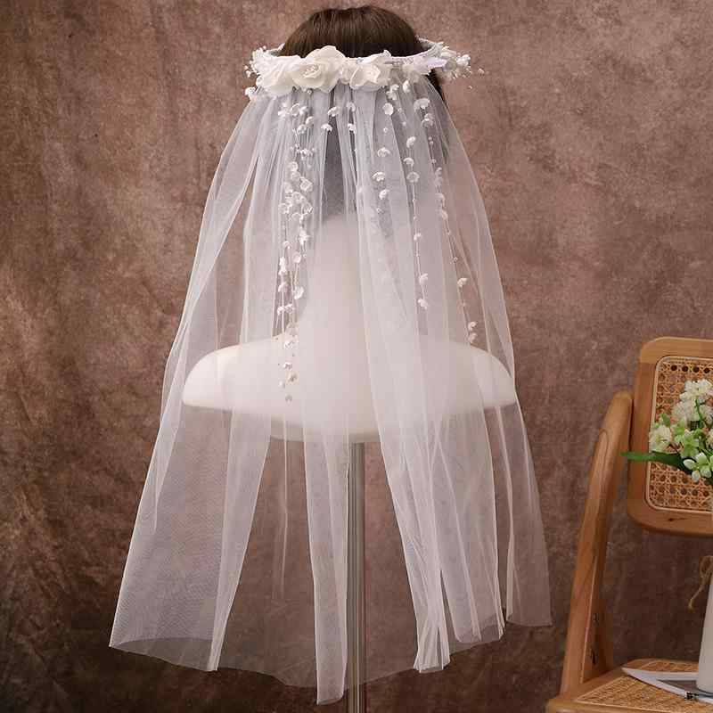 ヘッドドレス 花嫁 ブライダル 韓国 幻想的 ハンドメイド ビーズ 花 ボタニカル 髪飾り ベール 森ガー..