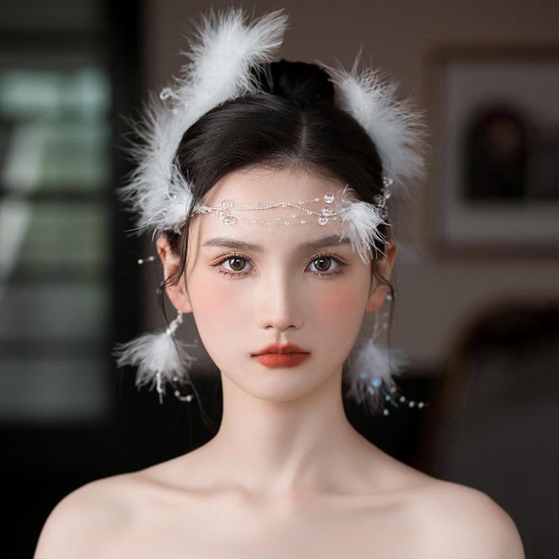 ヘアアクセサリー 羽毛 フェザー ヘアクリップ セット エレガント 古風 レトロ 花嫁 ウェディング ブラ..