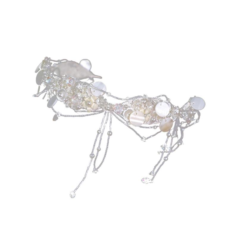 ヘッドドレス レディース 韓国 ウェディング 花嫁 ブライダル レトロ アンティーク フェイクパール フ..