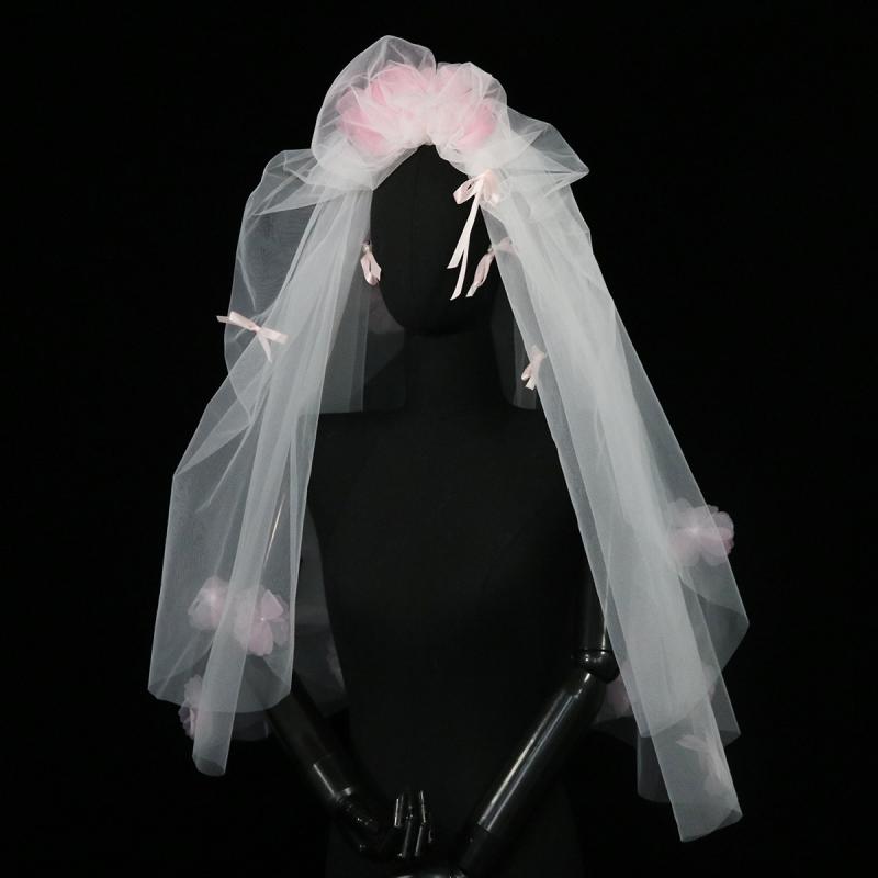 ヘッドドレス レディース 花嫁 ブライダル ウェディングベール リボン 蝶結び 韓国 かわいい 透明感 軽..