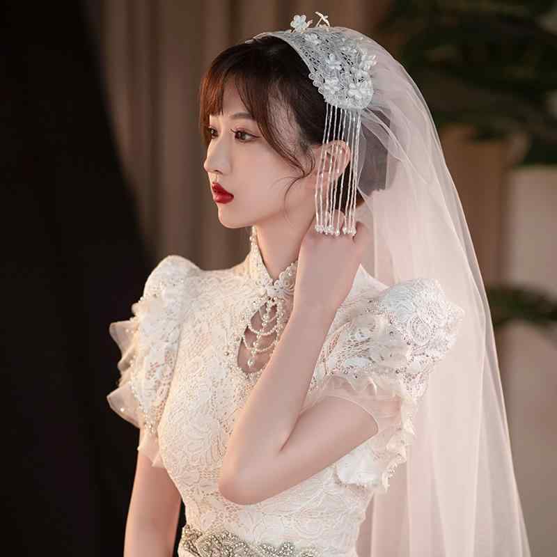 ヘアアクセサリー レディース 花嫁 結婚式 ウェディング ブライダル ヘッドドレス 髪飾り ヘッドベール..