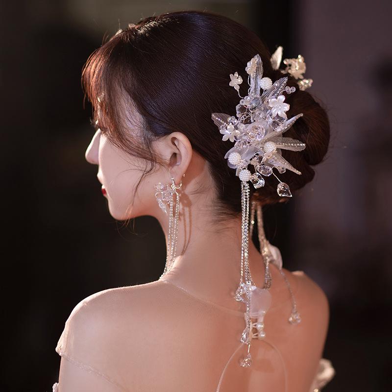 ヘアアクセサリー レディース 韓国スタイル 新婦 ブライダル ウェディング 結婚式 パーティー 二次会 貝殻 フラワー ジルコニア 髪飾り ヘアクリップ 優雅 ロマンティック 華やか 上品 ホワイト