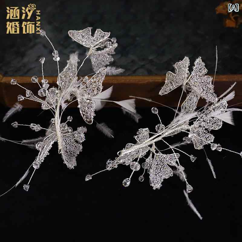 ヘアアクセサリー レディース クリスタル 蝶々 バタフライ ヘアクリップ 髪留め 高級感 サイドクリップ..