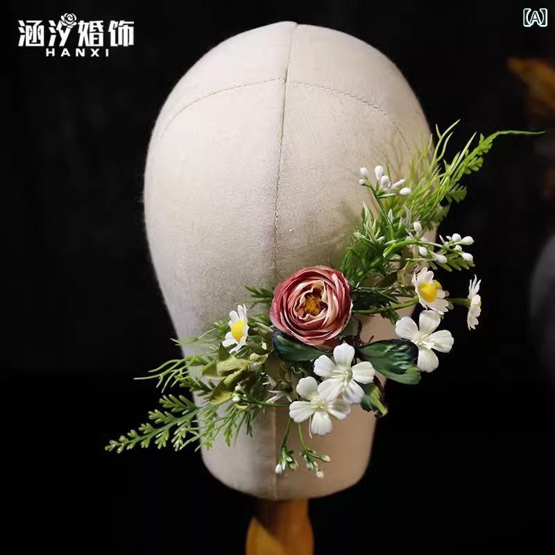 ヘッドドレス レディース 女性用 造花 ハンドメイド 花嫁 ウェディング 結婚式 ブライダル ロケーショ..