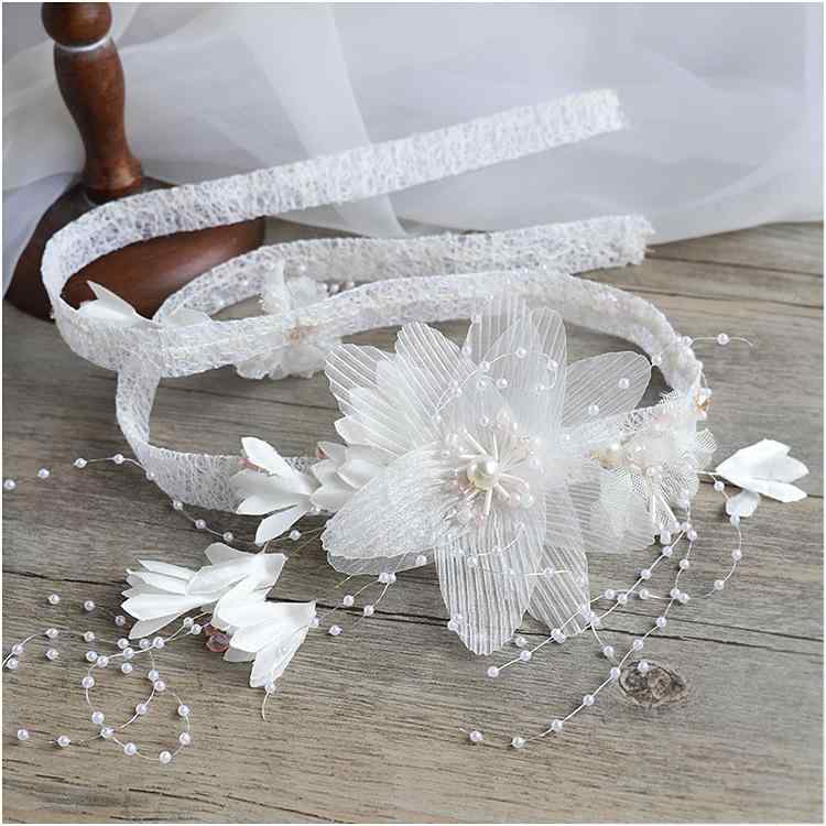 ヘアアクセサリー レディース 花嫁 ブライダル 韓国 かわいい フェミニン フラワー オーガンジー ビー..
