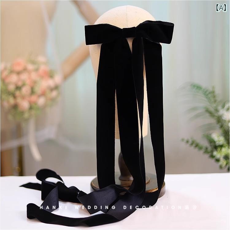 ヘアアクセサリー レディース 韓国 ブライダル 結婚式 フォーマル ドレス パーティー 撮影 ブラック サ..