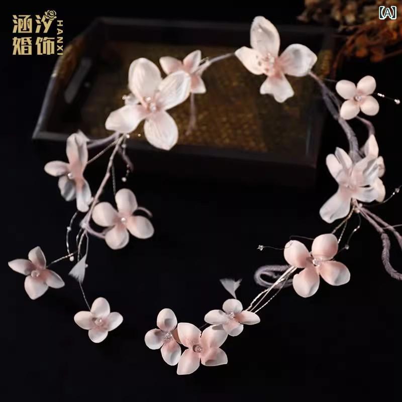 ヘッドドレス 花嫁 ウェディング フェアリー 森ガール風 かわいい グラデーション 花 羽根 韓国 若見え..