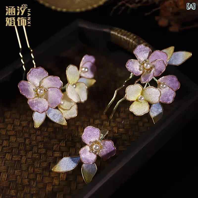 髪飾り レディース 中国風 中華風 花 かんざし ヘアアクセサリー 結婚式 披露宴 婚礼 和装 前撮り チャ..