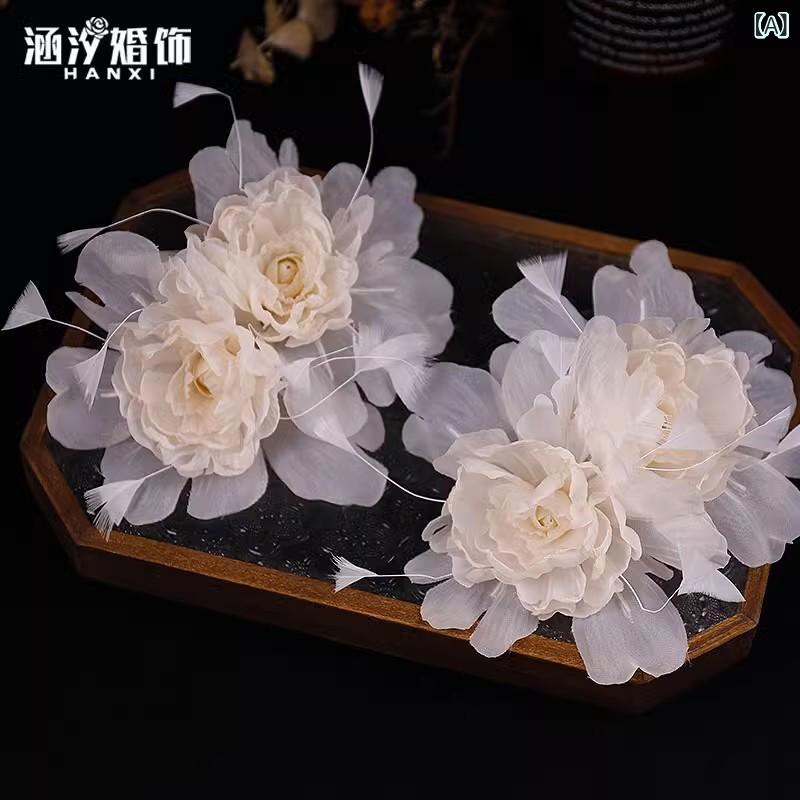 髪飾り レディース ブライダル フレンチレトロ アンティーク風 高級感 エレガント くすみピンク フラワ..