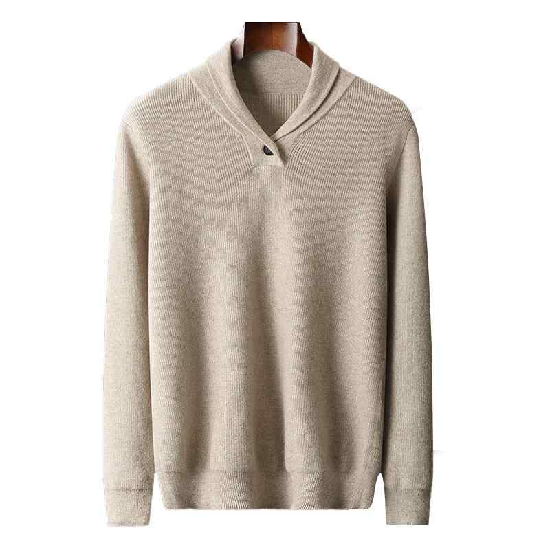 セーター メンズ 男性用 秋冬 ウールブレンド ショールカラー ジャカード織り柄 プルオーバー ニット トップス カジュアル 普段着 防寒