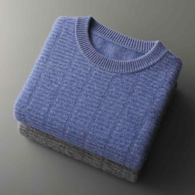 ニット メンズ 秋冬 クルーネック プルオーバー ウール 厚手 保温 暖かい ゆったり リラックスフィット カジュアル セーター トップス
