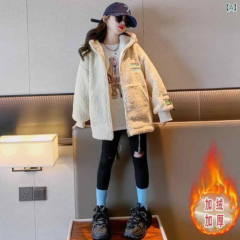 コート 女の子 ガールズ キッズ ジュニア 秋冬 中綿入り シープボア 裏ボア もこもこ ふわふわ ゆった..