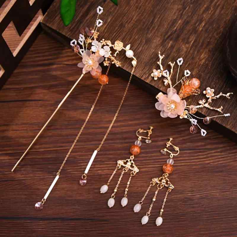 ヘアアクセサリー レディース 明朝様式 漢服 パール パール 花 フラワー かんざし ぶようかんざし タッ..