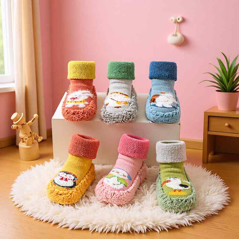 ベビー ルームシューズ 男の子 女の子 よちよち歩き 歩行練習 ソックスシューズ 厚手 裏起毛 フリース ..