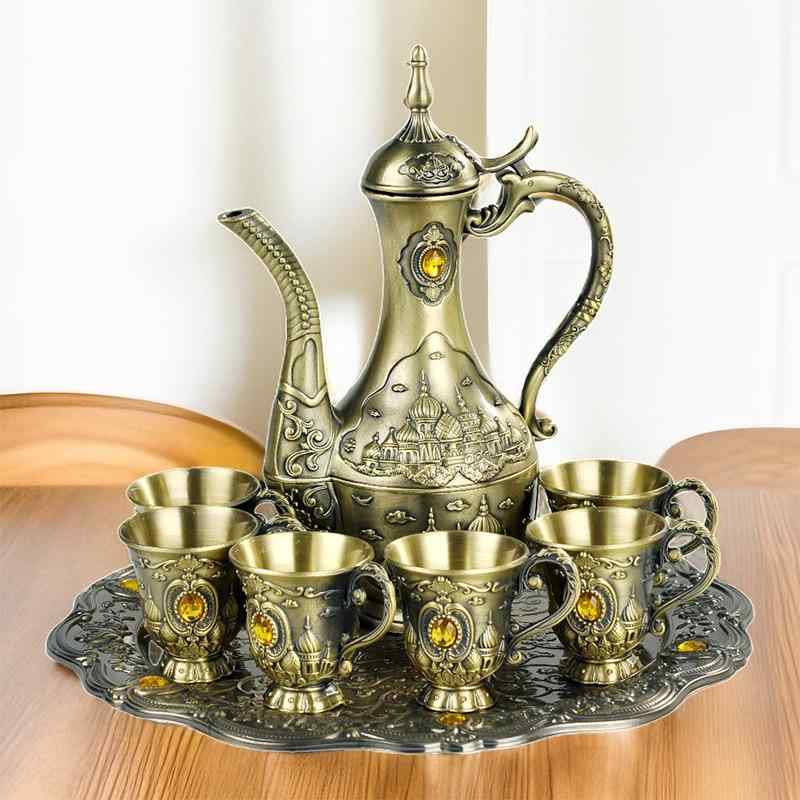 酒器セット デカンタ ショットグラス ヨーロピアン ロシアン風 レトロ アンティーク調 自宅用 ホームパ..