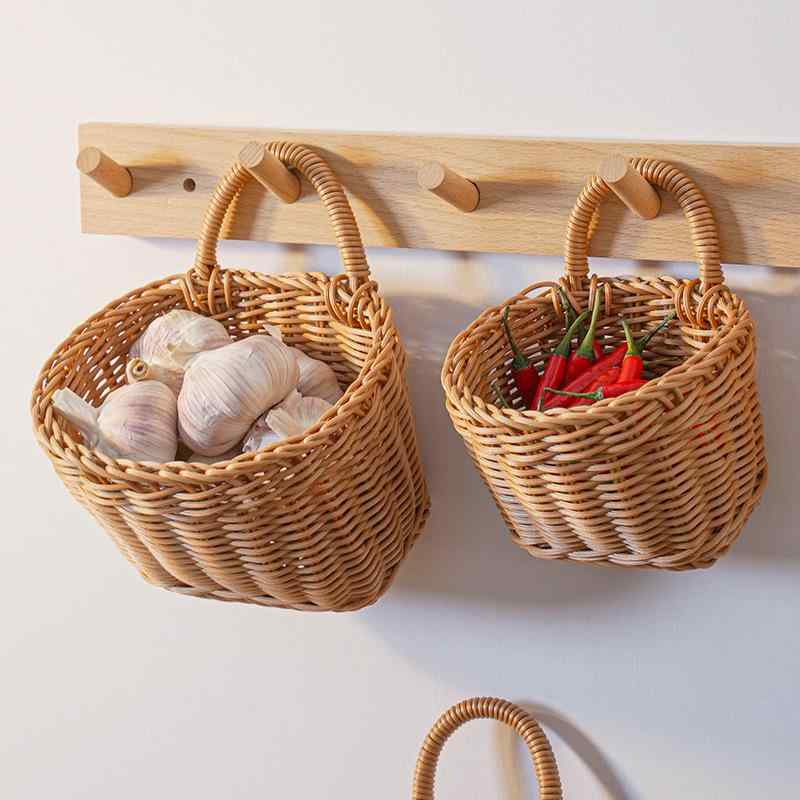 キッチン 収納バスケット カゴ 家庭用 壁掛け 吊り下げ ハンギング レトロ ヴィンテージ風 アンティー..