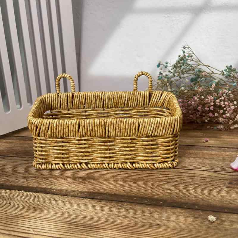 収納バスケット 壁掛け式 藤編み風 ラタン調 キッチン 生姜 にんにく 玉ねぎ 野菜収納 ハンギングかご ..