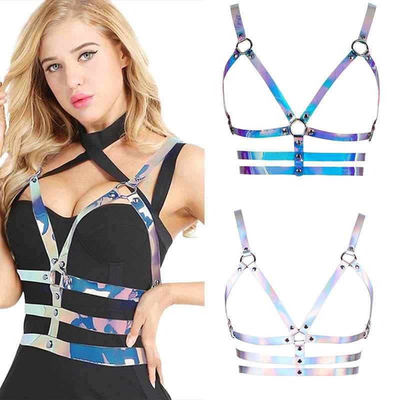 ハーネス ボディハーネス レザー レーザーオーロラ ホログラム ウエストマークベルト 欧米風 個性的 ユニーク トレンド ストリート ダンス ステージ衣装 イベント フェス カジュアル ファッション小物