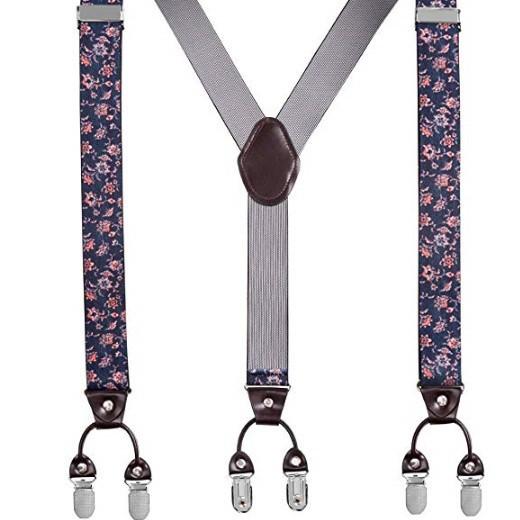 サスペンダー メンズ 男性用 6クリップ ボタン留め レトロ クラシック Y型 吊りバンド スーツスタイル カジュアル フォーマル ビジネス ファッション小物