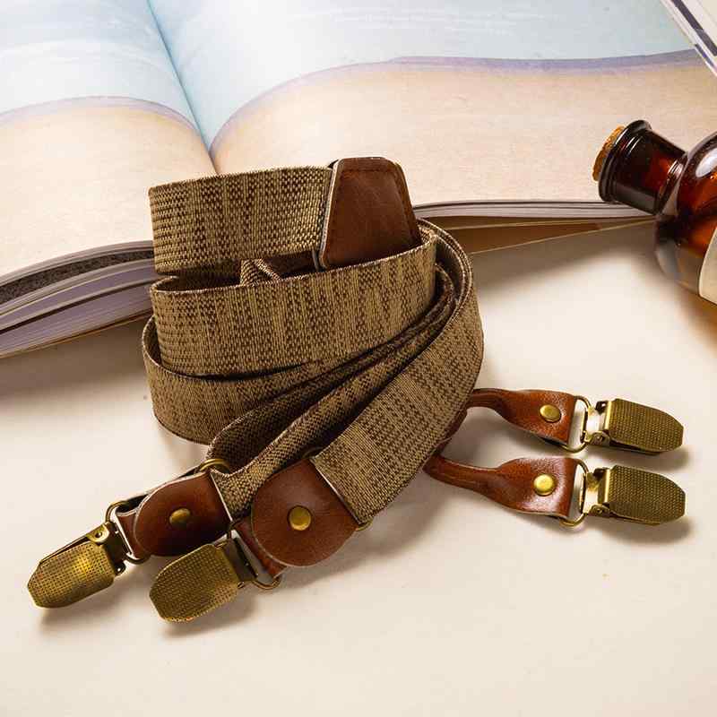 サスペンダー メンズ レディース ユニセックス レトロ 伸縮性 滑り止め 強力 4点留め X型 クリップ式 ズボン吊り フォーマル ビジネス 大きいサイズ 結婚式 カジュアル 普段使い スラックス用 耐久性