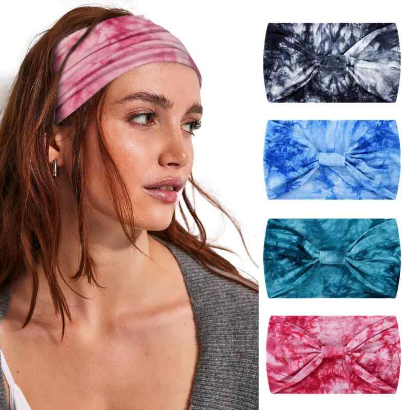ヘッドバンド レディース ヨガ ランニング スポーツ用 ヘアバンド タイダイ柄 伸縮性 滑り止め 吸汗速..