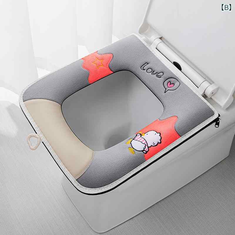 便座カバー スクエア型 家庭用 おうち用 防水加工 ファスナー付き 着脱簡単 洗える 衛生的 キャラクター柄 かわいい ポップ オールシーズン