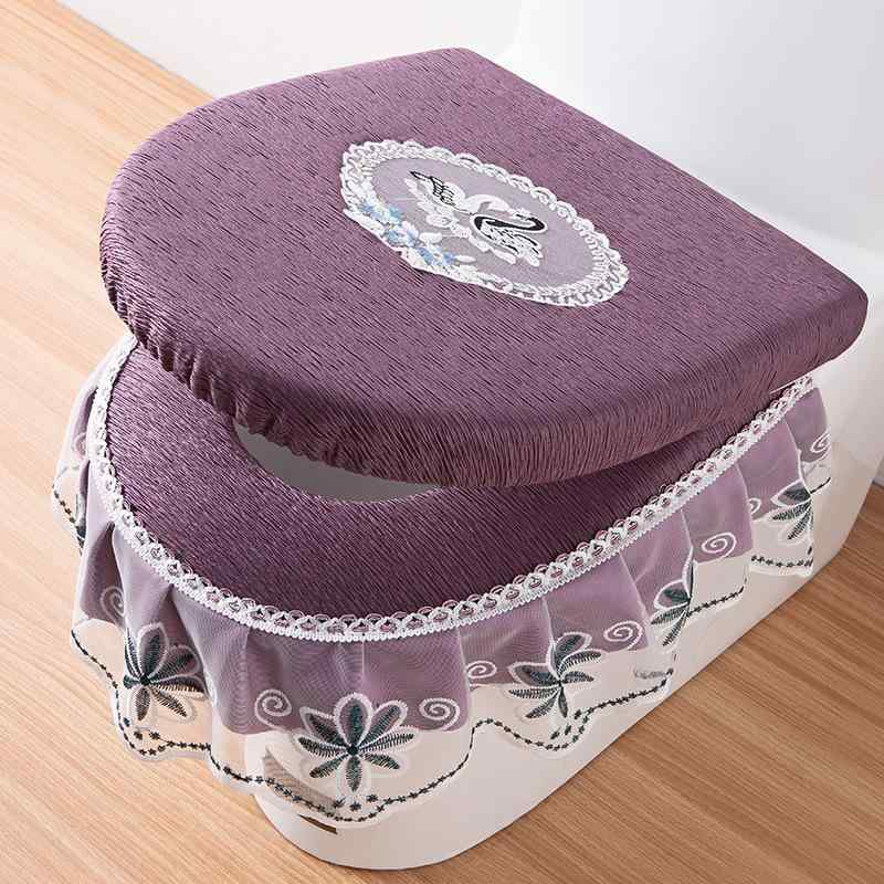 便座カバー 3点セット 防塵 家庭用 四季兼用 面ファスナー式 クッション 厚手 やわらか 快適 洗える ト..