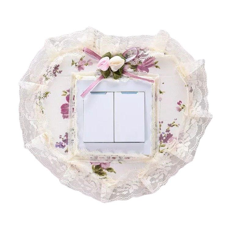 スイッチカバー 布製 レース 保護 防塵 リビング 照明 コンセント 壁面 フレーム 装飾 ウォールステッカー シンプル モダン ファブリック インテリア雑貨