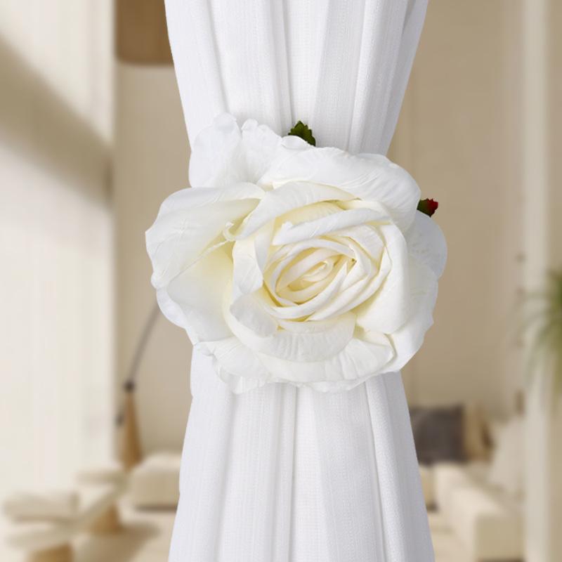 カーテンタッセル 造花 バラ ローズ フラワー 花束 カーテンバンド カーテンホルダー エレガント かわ..