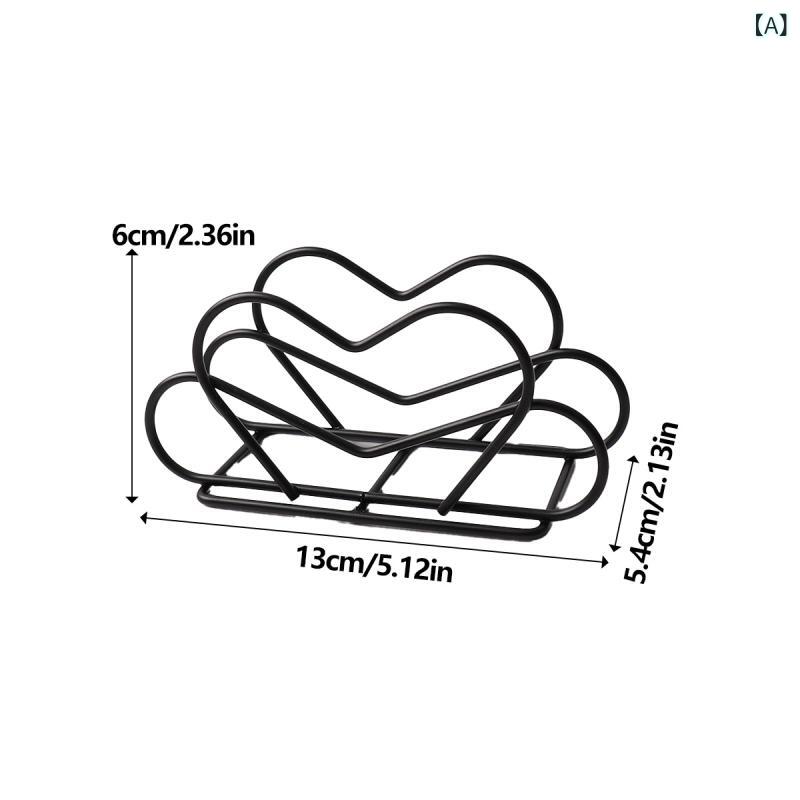 北欧風 ステンレス ナプキンラック 金属製 ハート形 丸形 楕円形 黒 金 メッキ加工 ホテル用 レストラ..