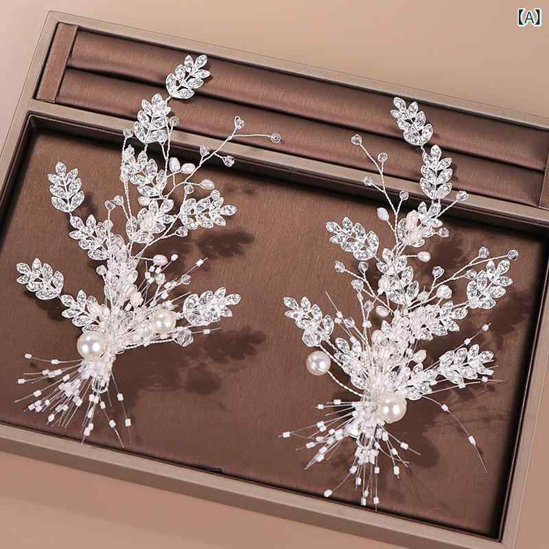 ヘアクリップ レディース 結婚式 パーティー ヘアアクセサリー 手編み 銅線 ビーズ 合金 ラインストー..