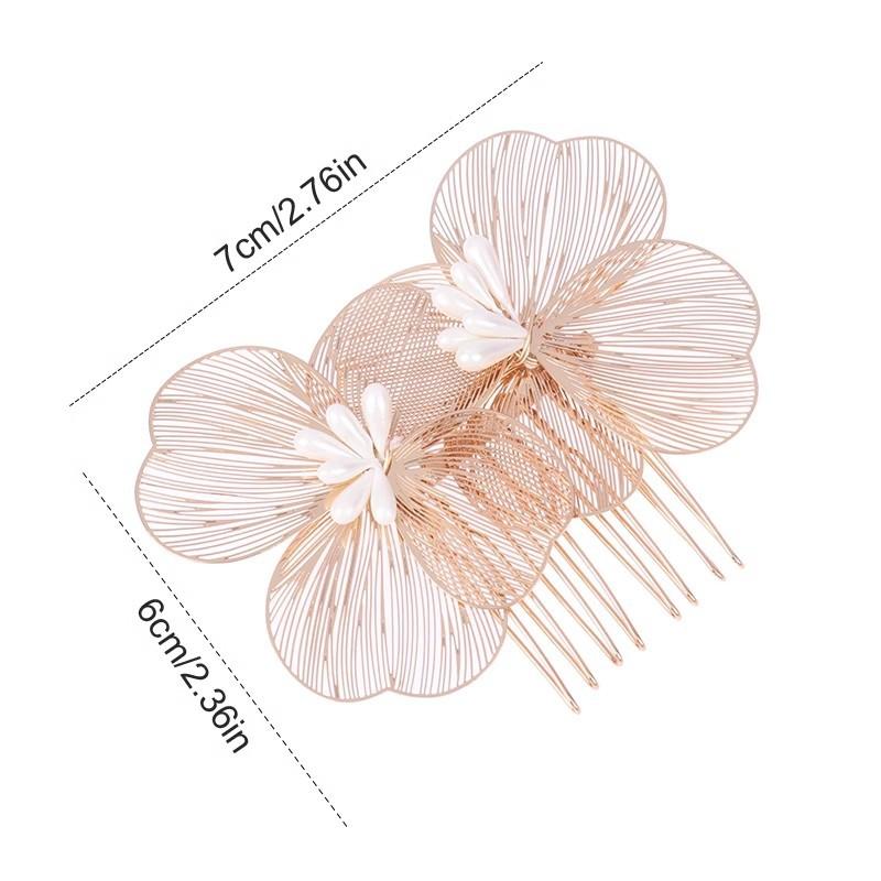 髪飾り レディース 結婚式用 花モチーフ 簪 髪留め 挿し櫛 クリップ ブライズメイド ヘッドピース 優雅 アップスタイル メタル 手作り 金 銀 白 ギフト ...