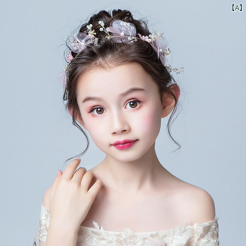 ヘアアクセサリー 女の子 パール 花冠 プリンセス ヘッドバンド カチューシャ ピンク 布製 春 かわいい 森ガール 妖精 花 誕生日 演出 合わせやすい 子供用 ベビー ヘアフラワー ナチュラル ファンタジー ティンカーベル風