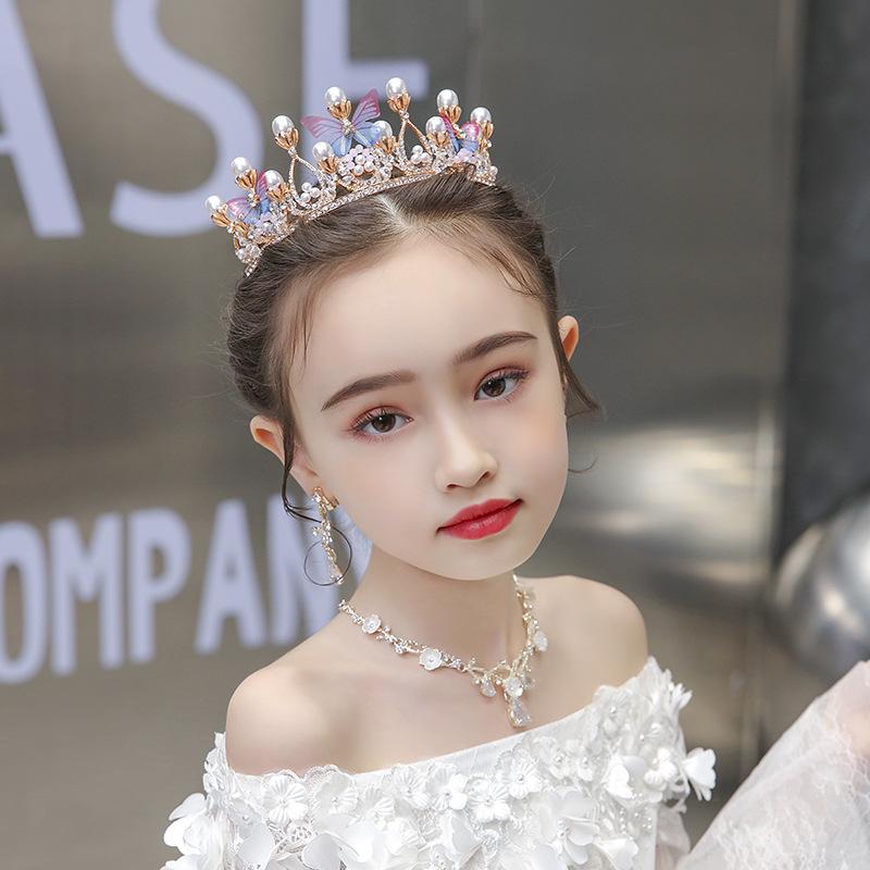 ヘアアクセサリー 子供 女の子 プリンセス クラウン ヘアバンド カチューシャ 金 パール ラインストー..