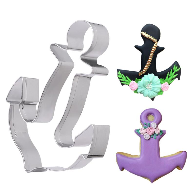 ステンレス クッキー型 船錨 曲奇 ビスケット 焼き菓子 抜き型 プレス型 ベーキング モールド 果物カッ..