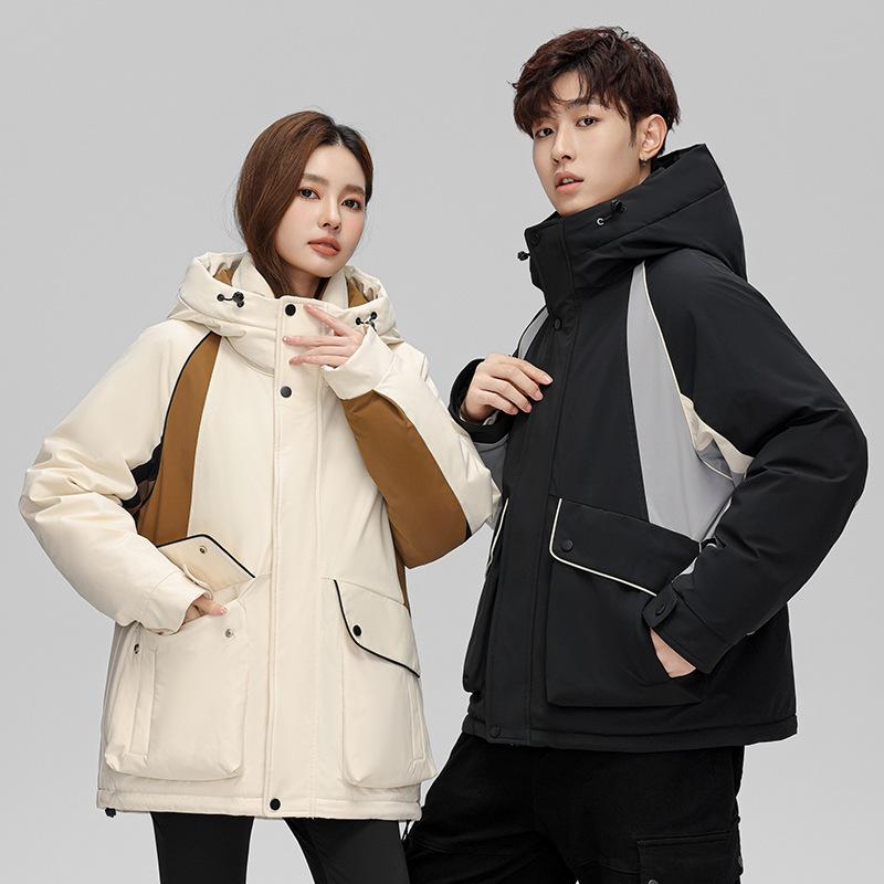 ダウンジャケット メンズ レディース 冬 ショート丈 加厚 フード付き ルーズフィット 防寒 保暖 防風 ..