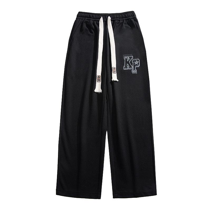 スウェットパンツ メンズ ストレート ワイド レッグ ロングパンツ ポリエステル 微弾性 洗濯機可 耐摩耗 色持ち良い カジュアル スポーツ 普段使い 春秋 黒 カーキ グレー(4)