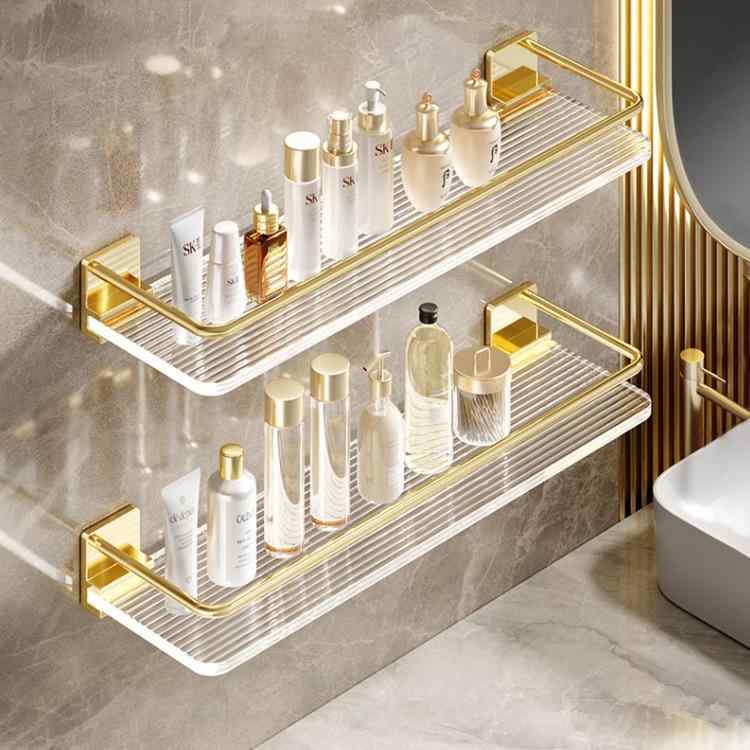 バスルームラック 浴室 洗面所 トイレ 洗面台 高級感 アクリル ゴールド タオル収納 パンチフリー 壁掛..