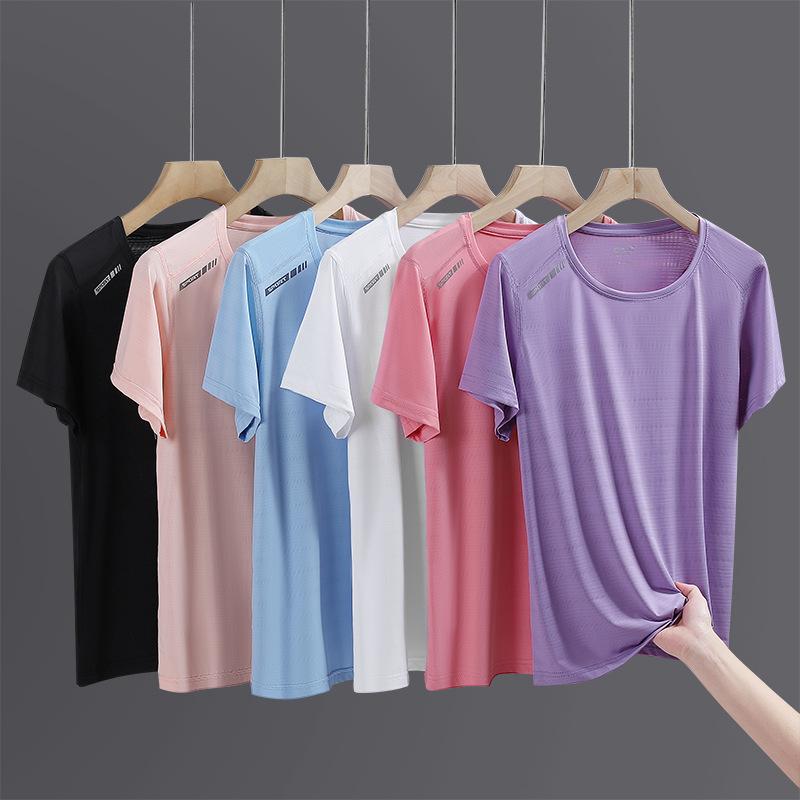 Tシャツ メンズ レディース 夏 プリント柄 接触冷感 ナイロン 通気 速乾 スポーツ カジュアル ランニング フィットネス ショートスリーブ クルーネック アウトドア 白 グリーン 黒