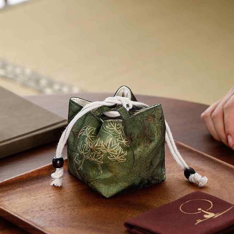 収納バッグ 茶具 旅行用 ポリエステル 中国風 手提げ 茶杯 茶壺 セット アウトドア ポータブル 多機能 ..