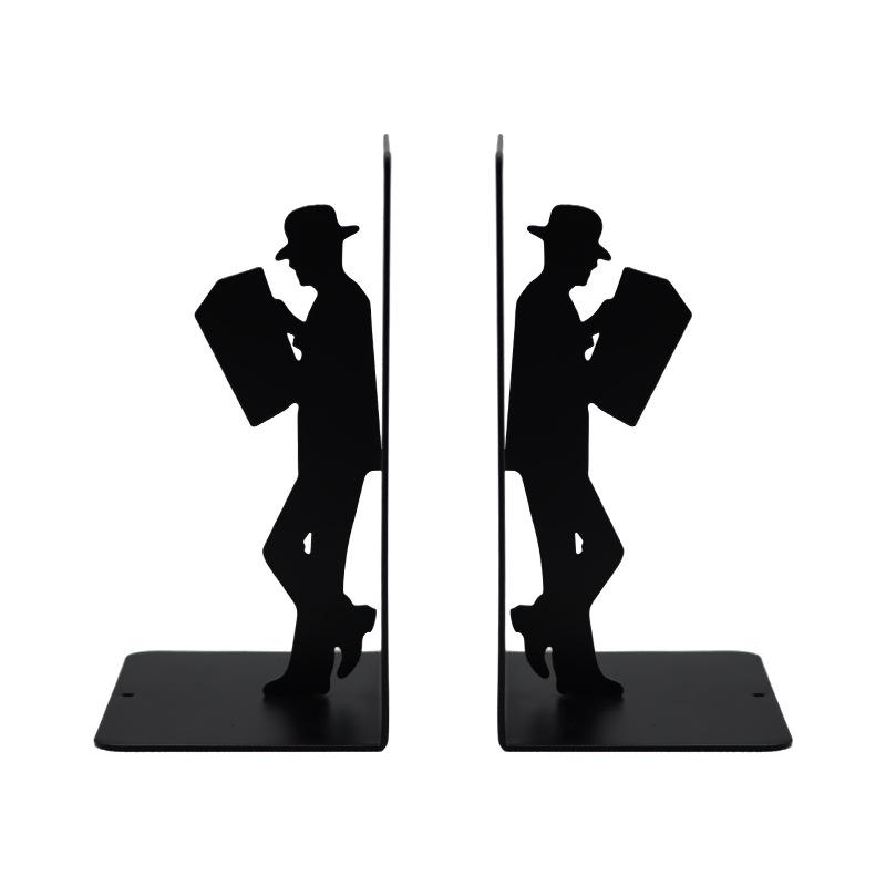 ブックエンド 金属製 レトロ 紳士 新聞読み 書立 書斎 インテリア 置物 デスクアクセサリー ヴィンテー..