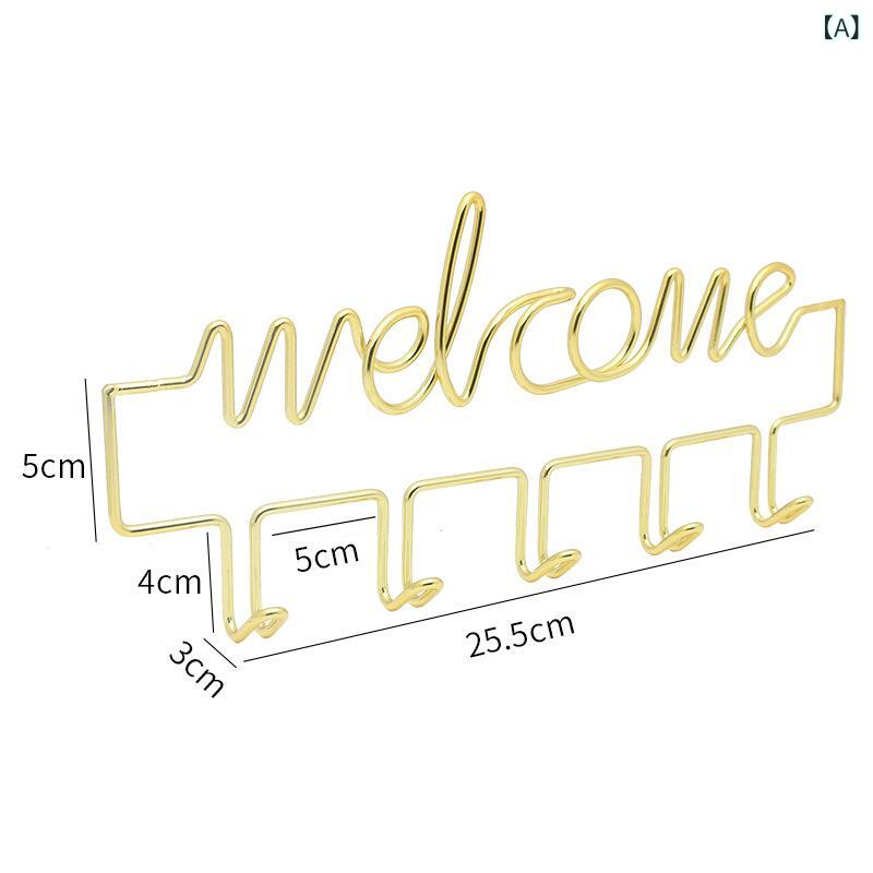 壁掛けフック ドア裏用 鍵収納 寝室 バッグ 服 金属製 装飾 3連 鉄 シンプル モダン