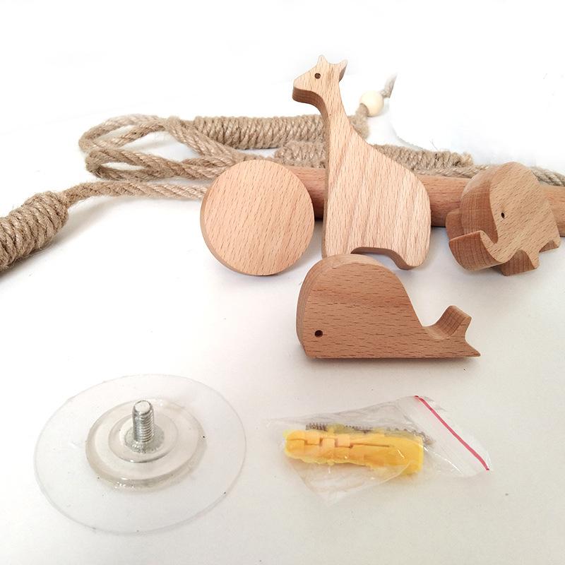 ティッシュホルダー キッズ 動物 壁掛け 木製 無垢材 麻縄 フック トイレットペーパー ホルダー 北欧風..