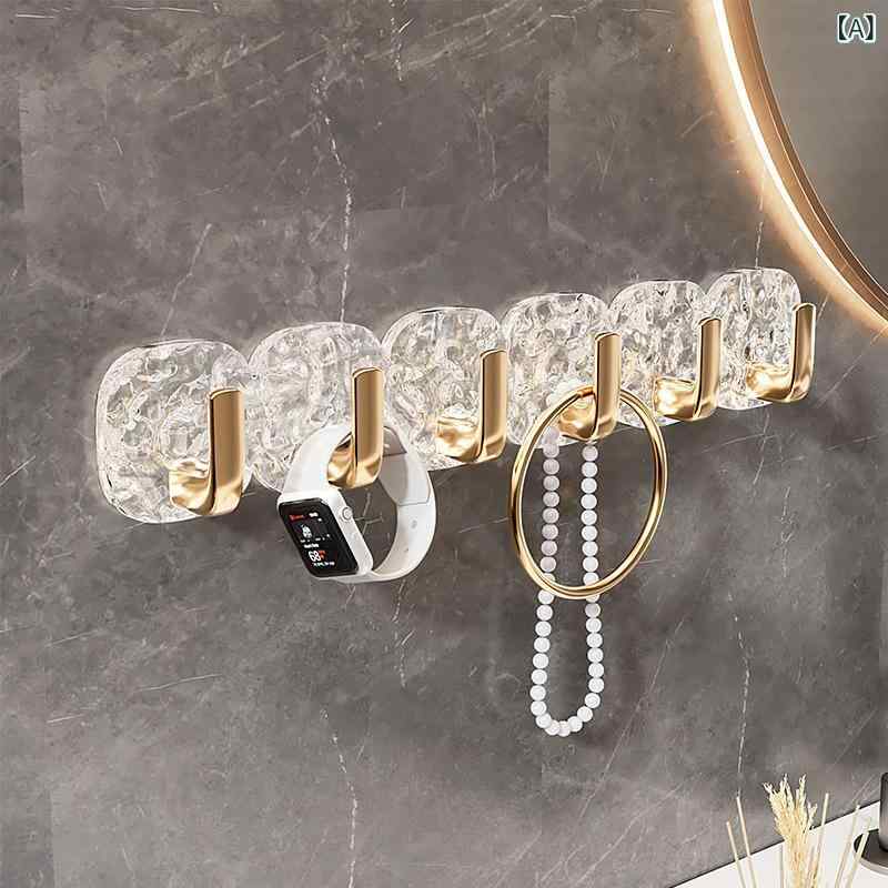 壁掛けフック ドア裏用 氷河模様 粘着式 多連タイプ 打孔不要 強力承重 衣帽収納 無痕壁面 PC樹脂 軽奢..