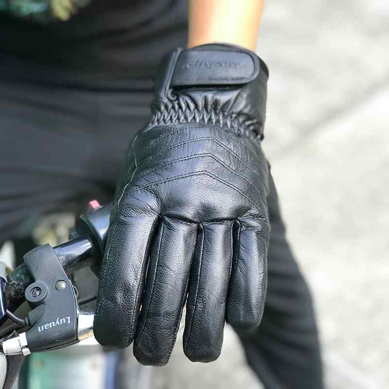 手袋 メンズ レディース 羊革 暖か 防滑 防水 バイク用 電動バイク ライディンググローブ 厚手 保温 秋冬 黒 フリーサイズ 通勤 普段使..