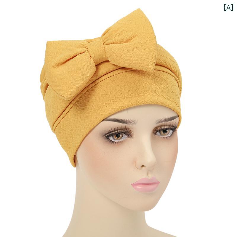 レディース ヘッドスカーフ 伸縮性 ヘッドバンド 蝶結び リボン 純色 ポリエステル ベージュ グレー ブ..