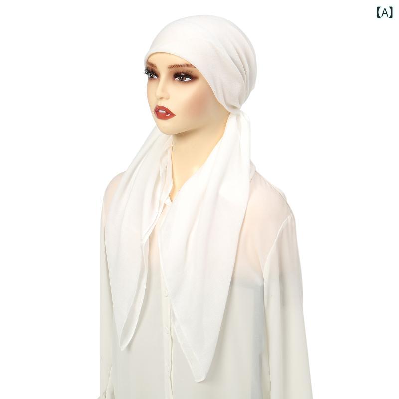 帽子 レディース ヘッドスカーフ 無地 カジュアル 普段使い ポリエステル 軽量 ロングテール 弧形 合わ..