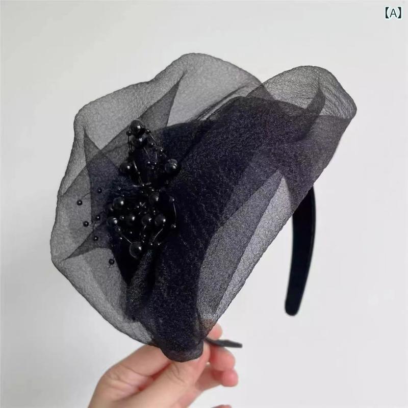 ヘアバンド レディース 透気性 白髪隠し チュール素材 花モチーフ フレンチスタイル 通勤 パーティー用..