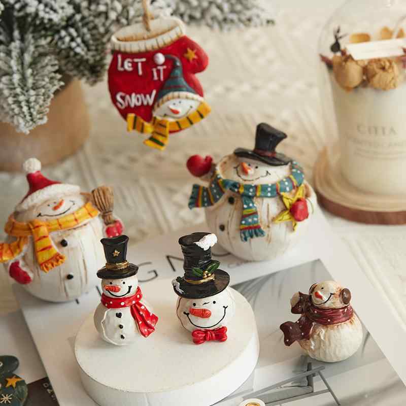 クリスマス飾り 樹脂製 雪だるま オブジェ 置物 レトロ アンティーク風 ミニチュア ディスプレイ 撮影小物 インテリア 部屋飾り デスクトップ装飾 ギフト プレゼント